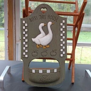 Vintage Burwood goose country wall planter deco Grandmacore